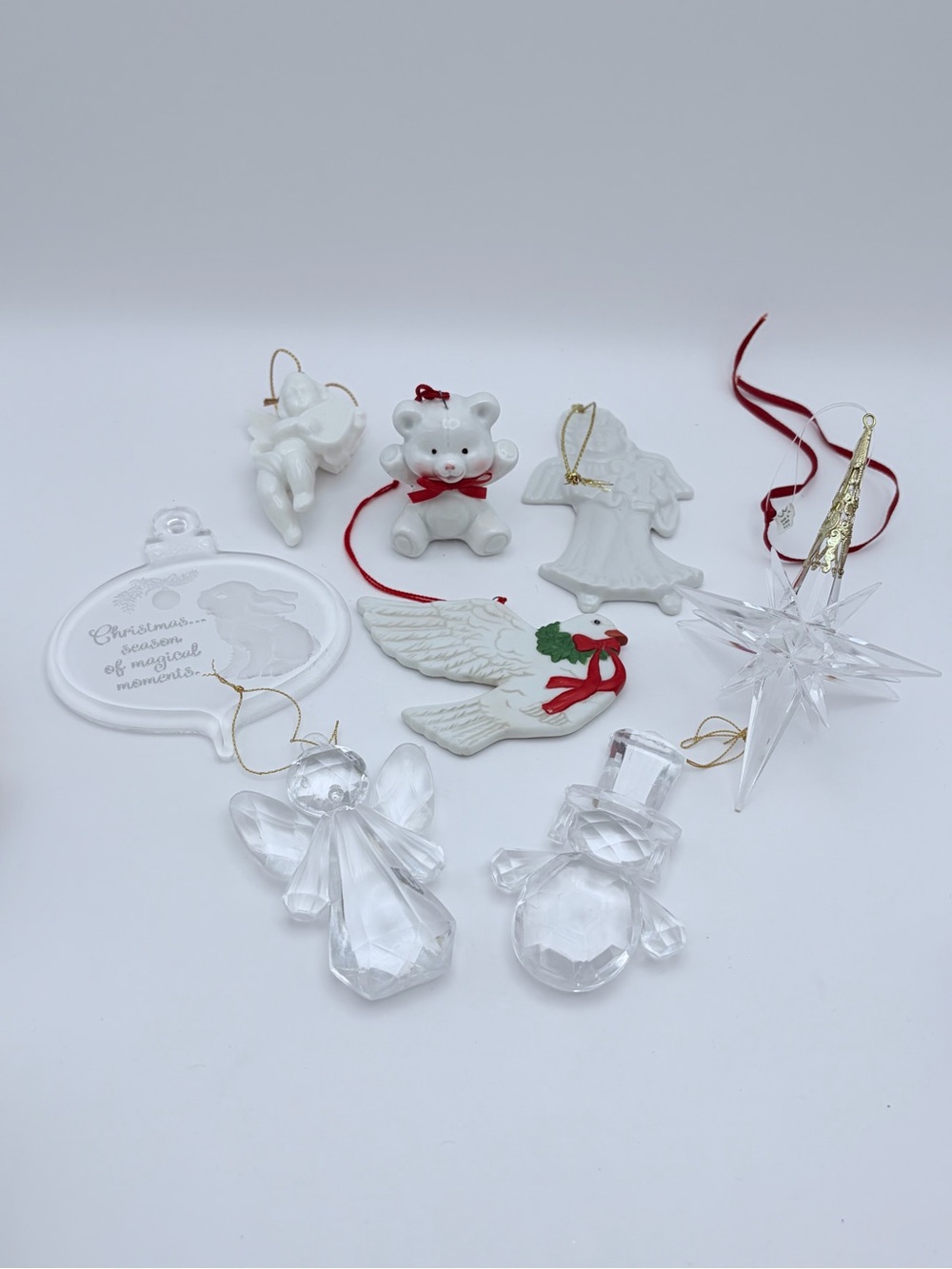 Vintage Assorted Ceramic and Acrylic Christmas Ornaments (See below for details)